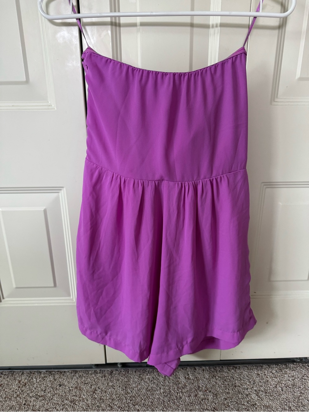 Express Fuchsia Strapless Romper with Ruffle Front - Picture 2 of 4